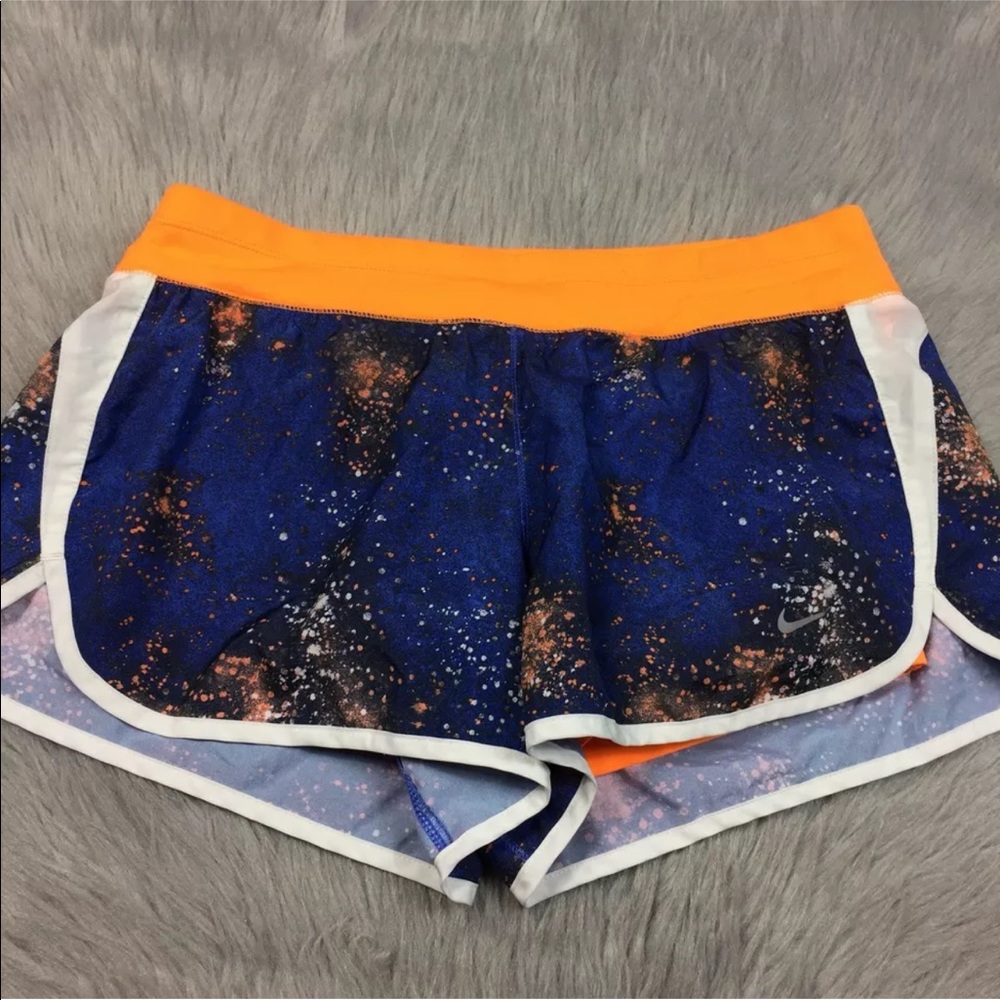 Nike Orange Navy Blue Splatter Shorts Sz M